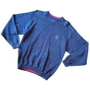Vintage Tommy Hilfiger Navy Blue Crewneck Cotton Knit Long Sleeve Sweater